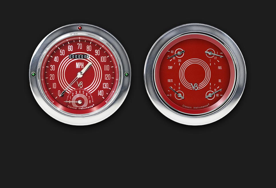 Classic Instruments CT54V8RS62 V8 Red Steelie 1954-55 Chevy Truck Gauge Package