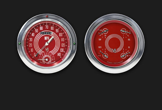 Classic Instruments CT54V8RS62 V8 Red Steelie 1954-55 Chevy Truck Gauge Package