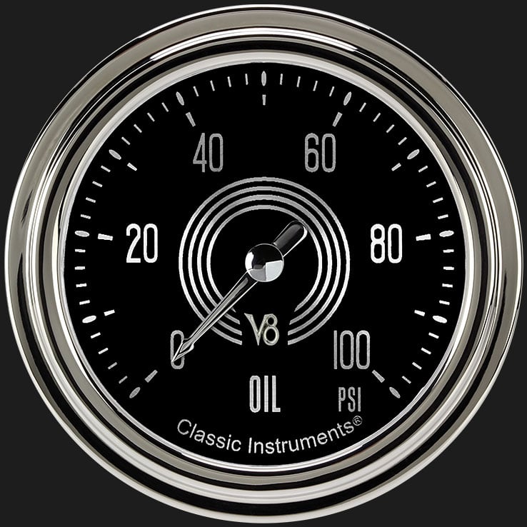 Classic Instruments V8SR381SLC V8 Speedster 2 5/8" Oil Pressure Gauge