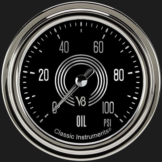 Classic Instruments V8SR381SLC V8 Speedster 2 5/8" Oil Pressure Gauge