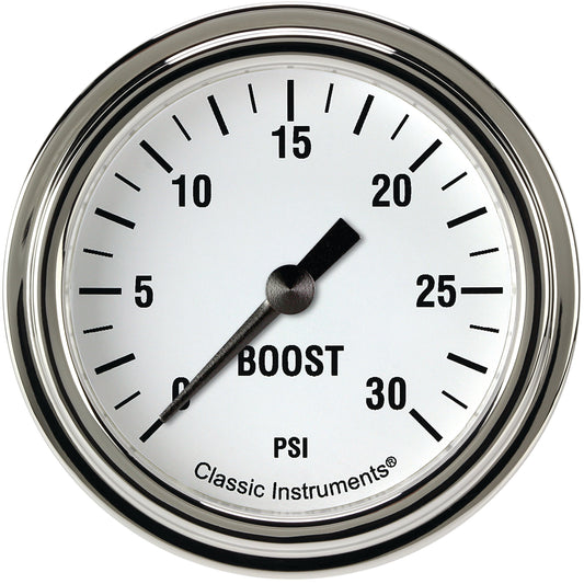 Classic Instruments WH342SLF White Hot 2 5/8" Boost Gauge, 30 psi