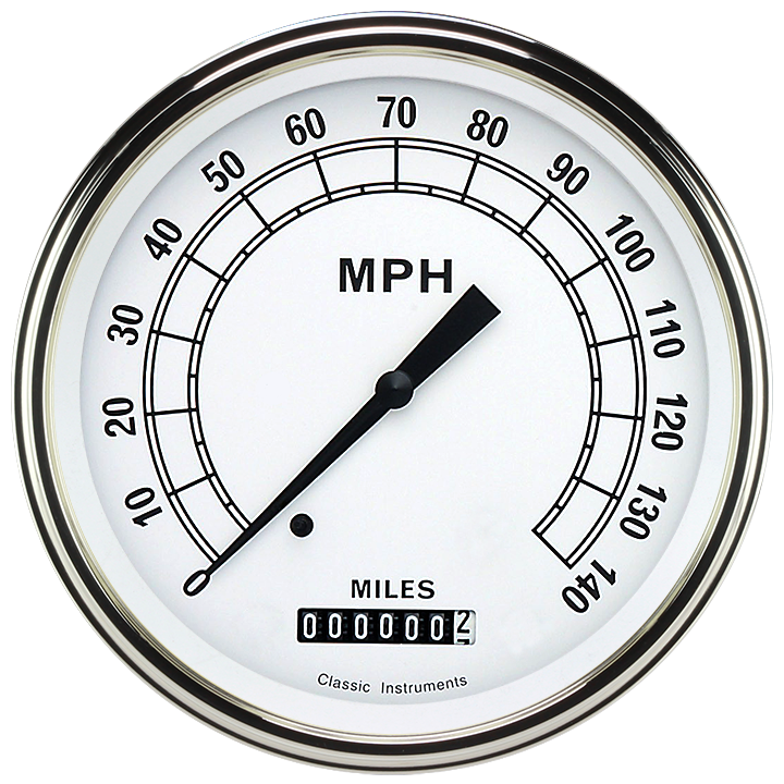 Classic Instruments CW56SLF Classic White - Speedometer Gauge 4-5/8"