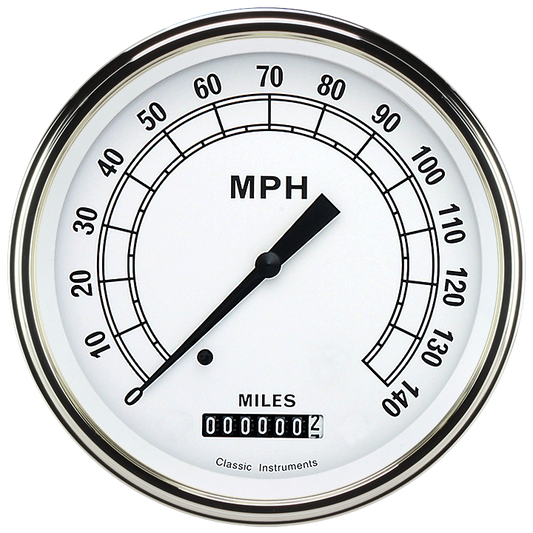 Classic Instruments CW56SLF Classic White - Speedometer Gauge 4-5/8"