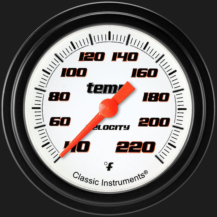 Classic Instruments VS329WBLF Velocity White 2 5/8" Stock Eliminator Temp. Gauge