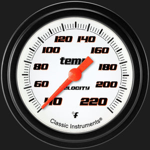 Classic Instruments VS329WBLF Velocity White 2 5/8" Stock Eliminator Temp. Gauge