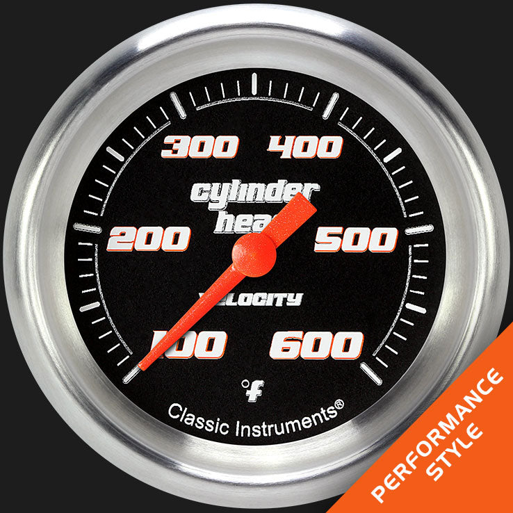 Classic Instruments VS397BAPF Velocity Black 2 5/8" Cylinder Head Temp. Gauge