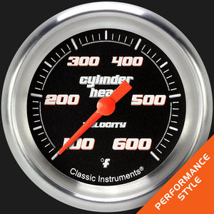 Classic Instruments VS397BAPF Velocity Black 2 5/8" Cylinder Head Temp. Gauge