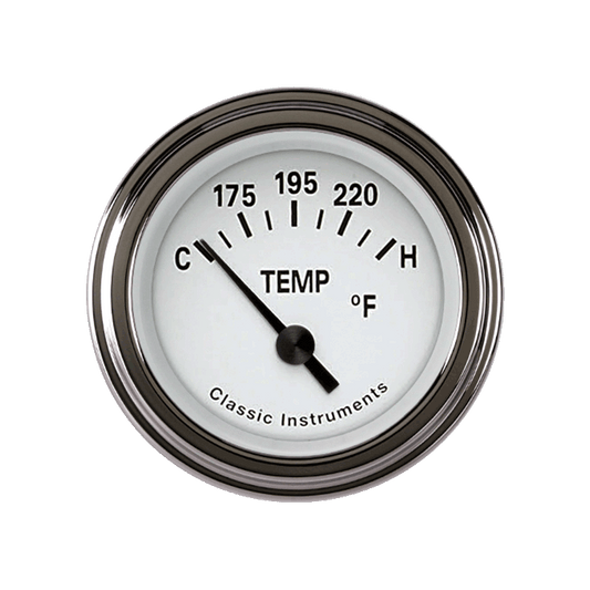 Classic Instruments TE26WSLF Tetra Series, White Temp Gauge