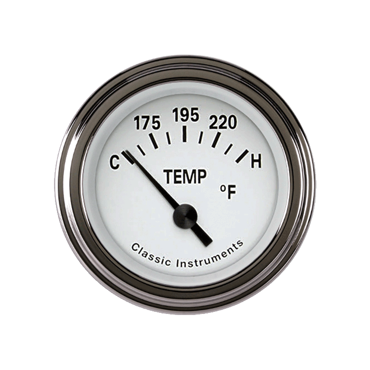 Classic Instruments TE26WSLF Tetra Series, White Temp Gauge