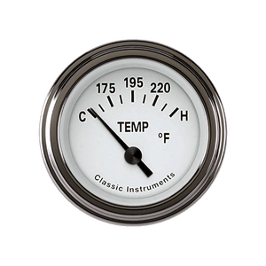 Classic Instruments TE26WSLF Tetra Series, White Temp Gauge