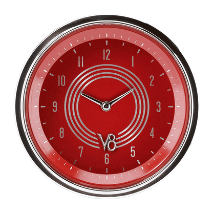 Classic Instruments V8RS93SHC V8 Red Steelie - Clock Gauge 3-3/8"