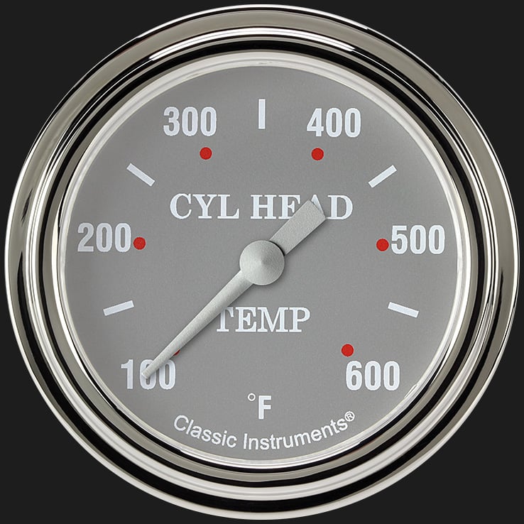 Classic Instruments SG397SLF Silver Gray 2 5/8" Cylinder Head Temp. Gauge