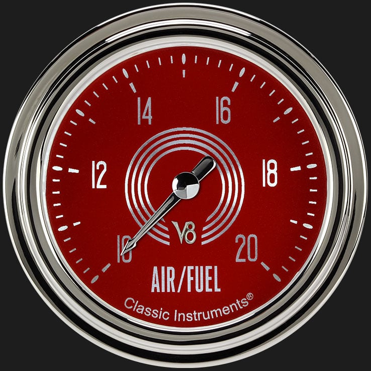 Classic Instruments V8RS394SLC V8 Red Steelie 2 5/8" Air Fuel Ratio Gauge