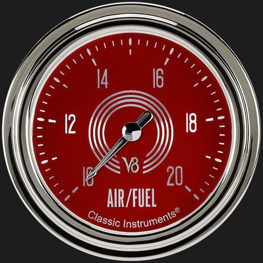 Classic Instruments V8RS394SLC V8 Red Steelie 2 5/8" Air Fuel Ratio Gauge