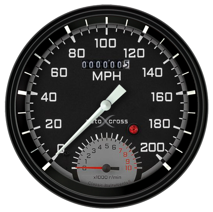 Classic Instruments AX50GBLF Autocross Grey w/ Black Bezel 4 - 5/8" Speedtachul