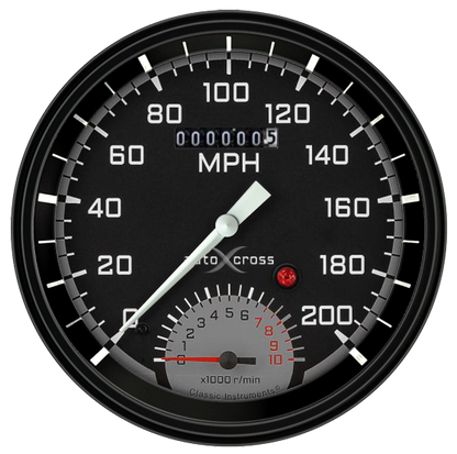 Classic Instruments AX50GBLF Autocross Grey w/ Black Bezel 4 - 5/8" Speedtachul