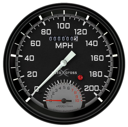Classic Instruments AX50GBLF Autocross Grey w/ Black Bezel 4 - 5/8" Speedtachul