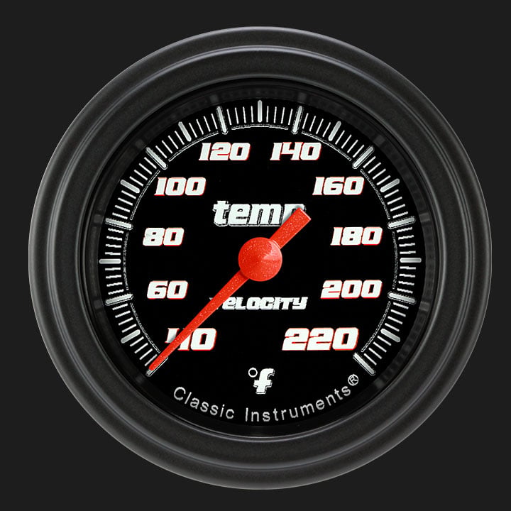 Classic Instruments VS129BBLF Velocity Black 2 1/8" Stock Eliminator Temp. Gauge