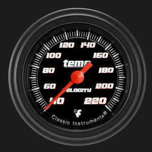 Classic Instruments VS129BBLF Velocity Black 2 1/8" Stock Eliminator Temp. Gauge