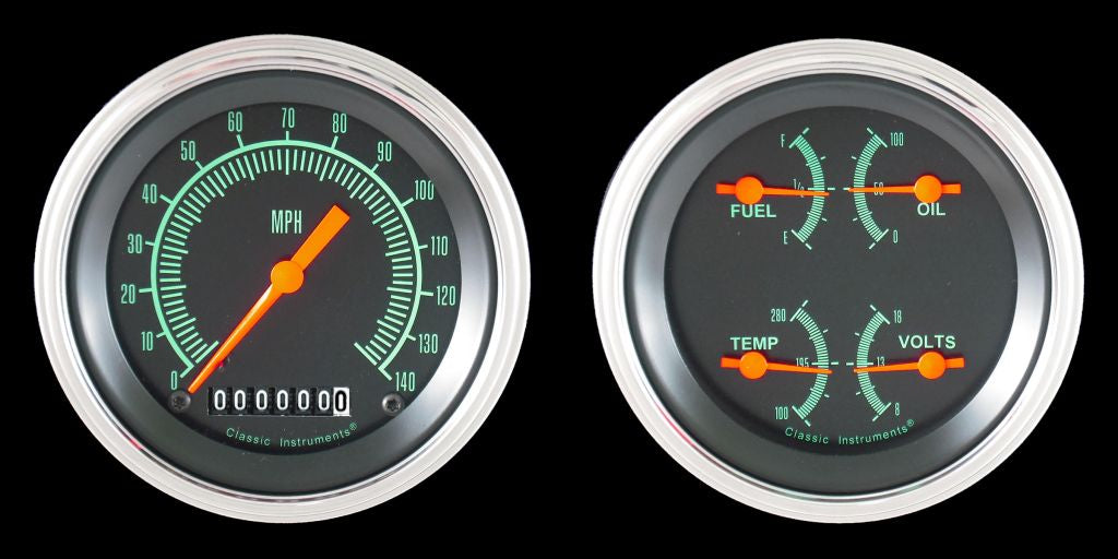 Classic Instruments GS02SLF G-Stock - 2 Gauge Set 3-3/8" Speedo & 3-3/8" Quad