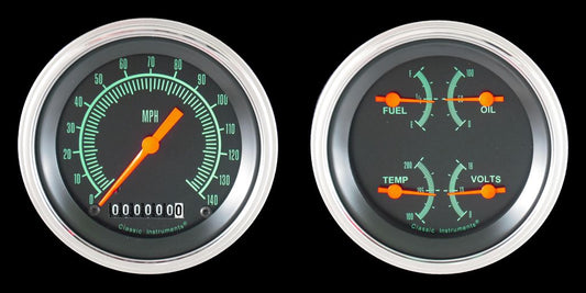 Classic Instruments GS02SLF G-Stock - 2 Gauge Set 3-3/8" Speedo & 3-3/8" Quad