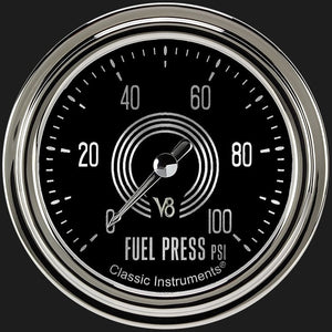 Classic Instruments V8SR346SLC V8 Speedster 2 5/8" Fuel Pressure Gauge, 100 psi