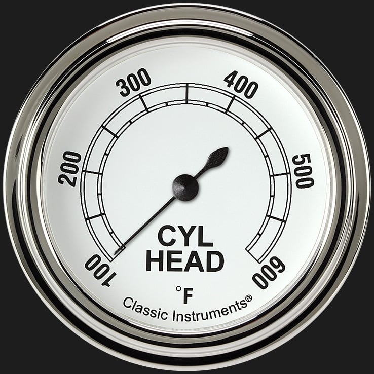 Classic Instruments CW397SLF Classic White 2 5/8" Cylinder Head Temp. Gauge