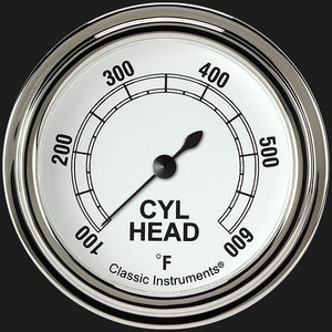 Classic Instruments CW397SLF Classic White 2 5/8" Cylinder Head Temp. Gauge
