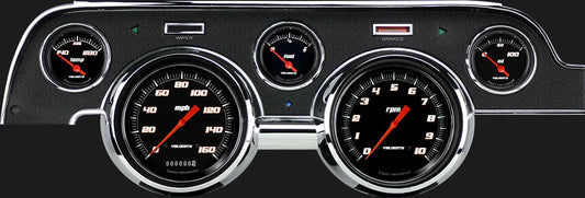 Classic Instruments MU67VSB Velocity Black 5" Speedo, Tach, 2-1/8 Fuel 75 - 10,