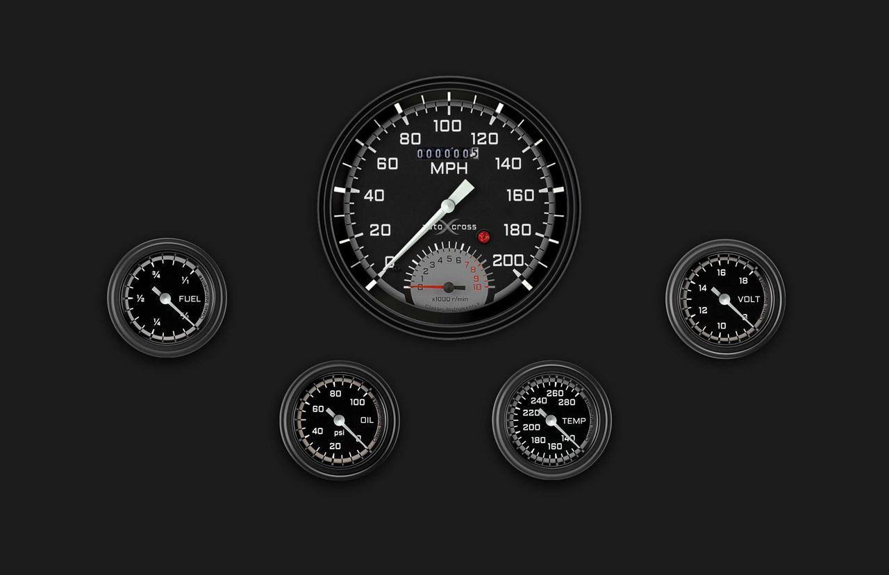 Classic Instruments AX165GBLF AutoCross Gray Five Gauge Set 165