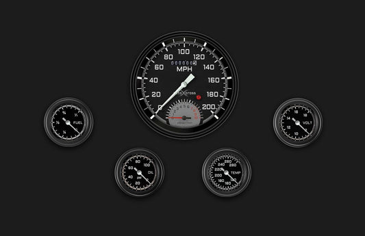Classic Instruments AX165GBLF AutoCross Gray Five Gauge Set 165