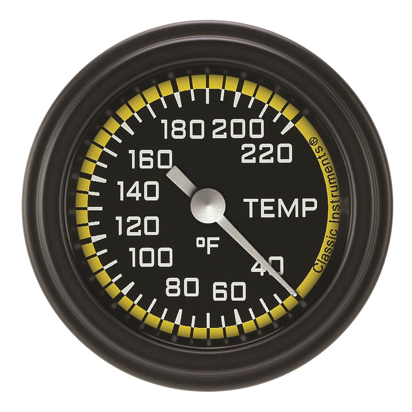 Classic Instruments AX129YBLF Autocross Yellow 2 1/8" Stock Eliminator Temp. Gauge