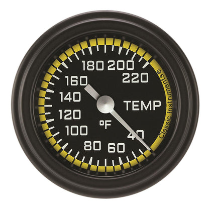 Classic Instruments AX129YBLF Autocross Yellow 2 1/8" Stock Eliminator Temp. Gauge