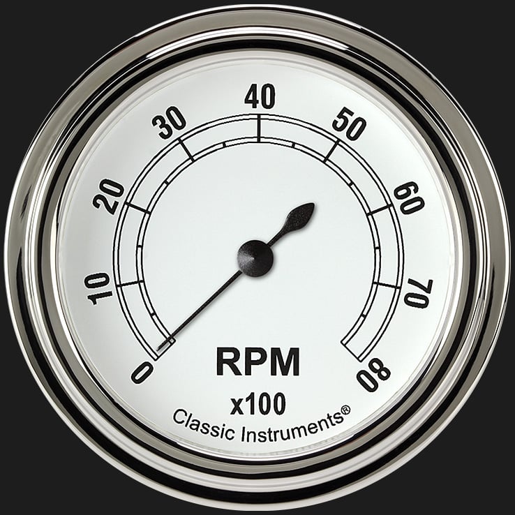 Classic Instruments CW383SLF Classic White 2 5/8" Tachometer