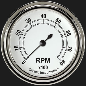 Classic Instruments CW383SLF Classic White 2 5/8" Tachometer