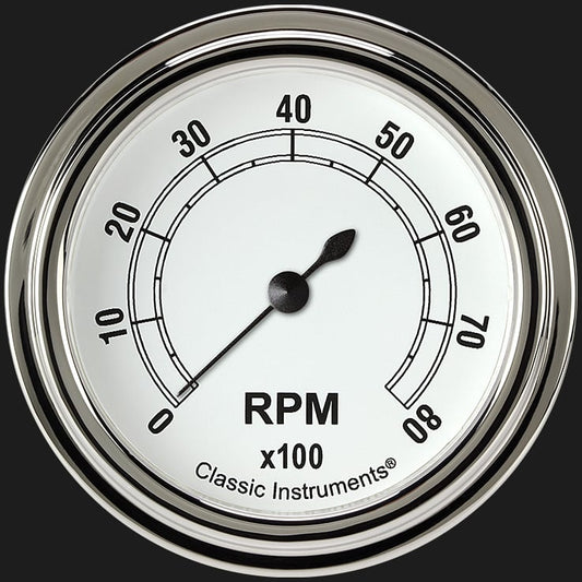 Classic Instruments CW383SLF Classic White 2 5/8" Tachometer