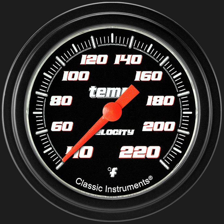 Classic Instruments VS329BBLF Velocity Black 2 5/8" Stock Eliminator Temp. Gauge