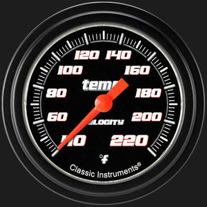 Classic Instruments VS329BBLF Velocity Black 2 5/8" Stock Eliminator Temp. Gauge