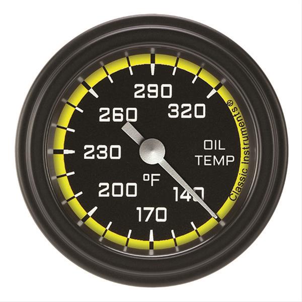 Classic Instruments AX128YBLF Autocross Yellow - Oil Temp Gauge Full Sweep 2-1/8"