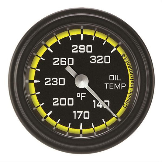 Classic Instruments AX128YBLF Autocross Yellow - Oil Temp Gauge Full Sweep 2-1/8"