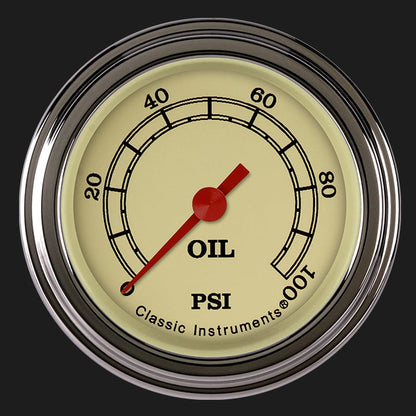 Classic Instruments VT181SLF Vintage 2-1/8" Oil Pressure Gauge