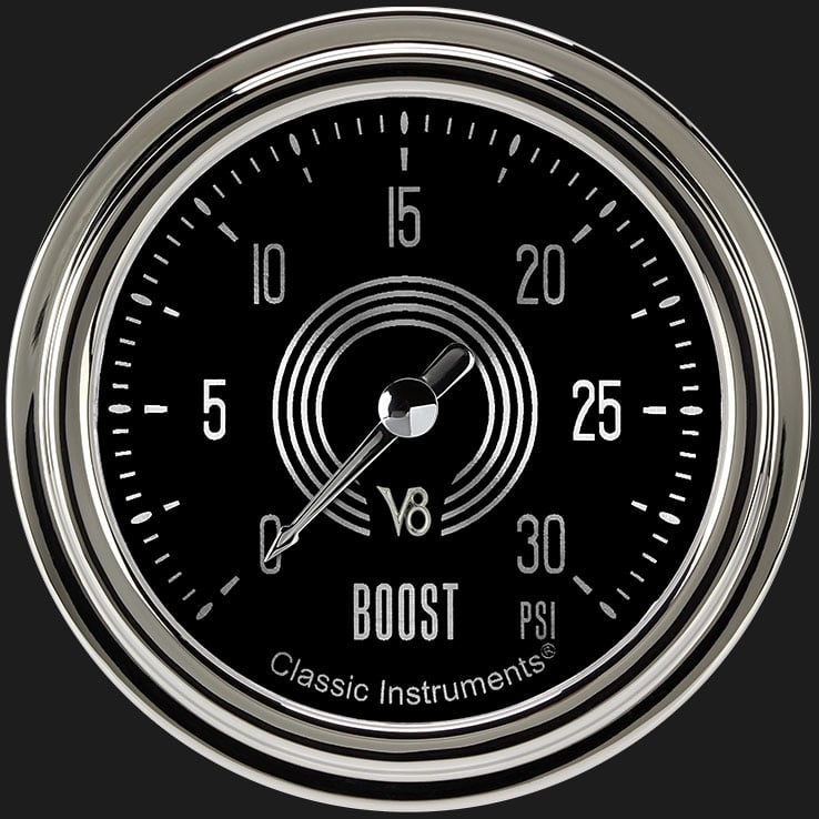 Classic Instruments V8SR342SLC V8 Speedster 2 5/8" Boost Gauge, 30 psi
