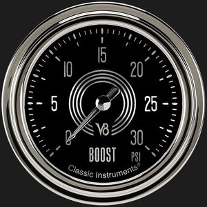 Classic Instruments V8SR342SLC V8 Speedster 2 5/8" Boost Gauge, 30 psi