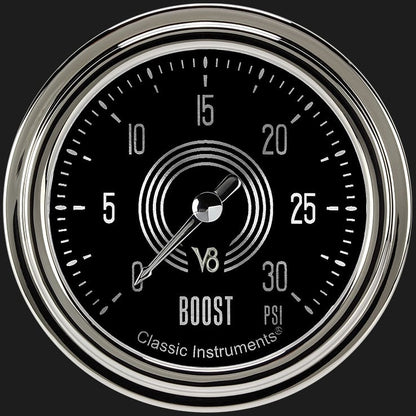 Classic Instruments V8SR342SLC V8 Speedster 2 5/8" Boost Gauge, 30 psi