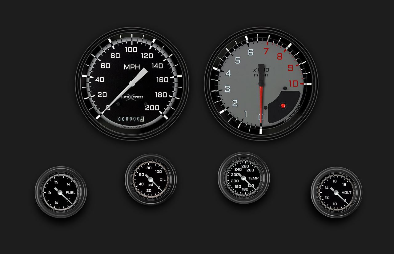 Classic Instruments AX151GBLF AutoCross Gray Six Gauge Set 151