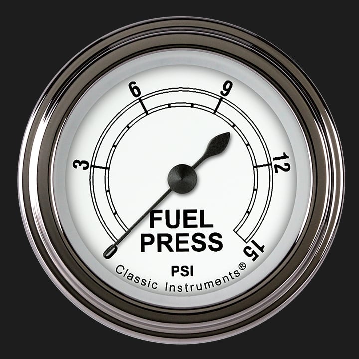 Classic Instruments CW145SLF Classic White 2-1/8" Full Sweep Fuel Pressure 15p