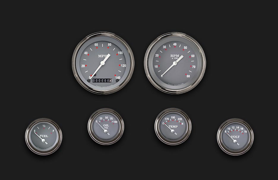 Classic Instruments SG01SLF SG - 6 Gauge Set 3-3/8" Speedo & Tacho, 2-1/18" Fuel, Oil, Temp, Volts