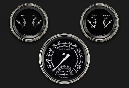 Classic Instruments TR61SLF Traditional - 3 Gauge Set 4-5/8" Speedtachular & 2x 3-3/8" Duals