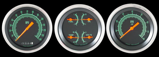 Classic Instruments GS03SLF G-Stock - 3 Gauge Set 3-3/8" Speedo, Tach & Dual