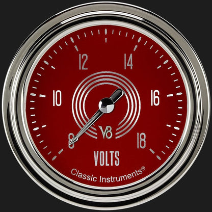 Classic Instruments V8RS330SLC V8 Red Steelie 2 5/8" Voltage Gauge